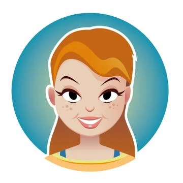 Beauty smiling woman vector face in circle Stock Illustration