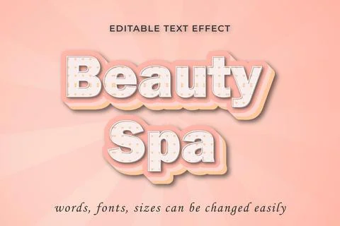Beauty Spa 3d editable text effect Stock Illustration
