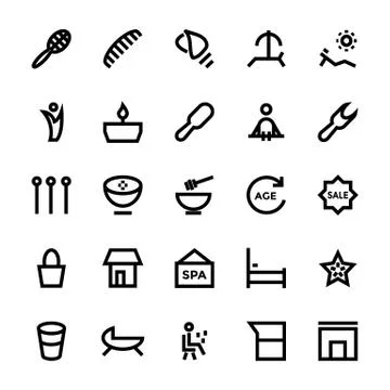 Beauty &amp; SPA Bold Line Vector Icons Stock Illustration