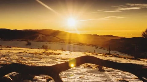 The beauty of the sunset in winter Stock Footage 223523677