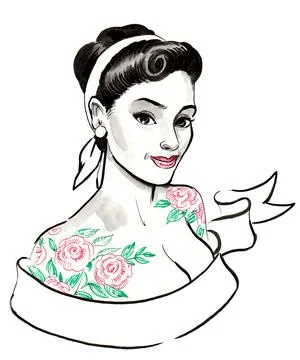 Beauty with a tattoo Stock Illustration