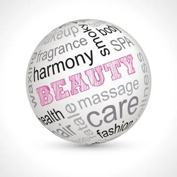 Beauty theme sphere with keywords Stock Illustration