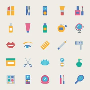 Beauty vector icons set, flat style Stock Illustration
