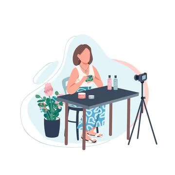 Beauty vlogger flat color vector faceless character Stockillustratie