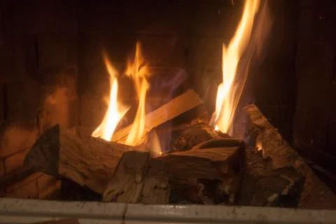 The beauty of the winter fireplace Stock Photos
