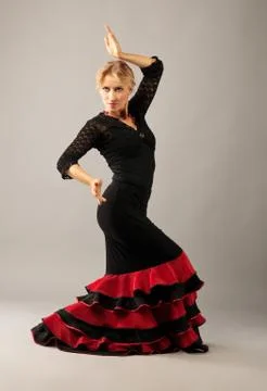 Beauty woman dance flamenco Stock Photos