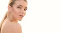 The beauty woman posing on the white background 4k or 4k+ Resolution
