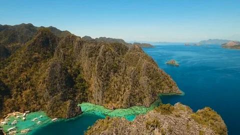 Beautyful lagoon in Kayangan Lake, Philippines, Coron, Palawan. Stock Footage