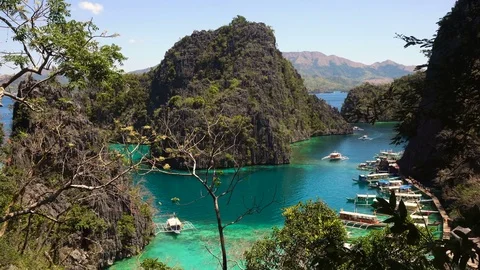 Beautyful lagoon in Kayangan Lake, Philippines, Coron, Palawan. Stock Footage