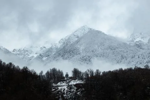Beauyiful veiw mountains with clouds Stock Photos