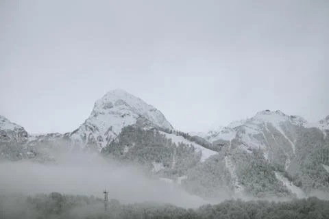 Beauyiful veiw mountains with clouds Stock Photos