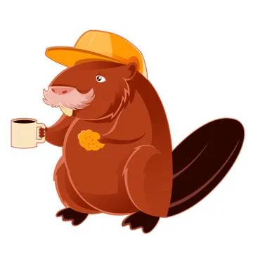 Beaver and the cup of coffee Stock Illustration