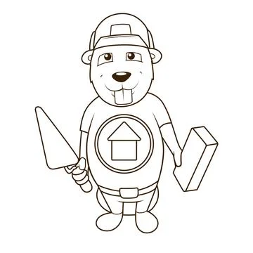 Beaver builder coloring book vector illustration Stock Illustration