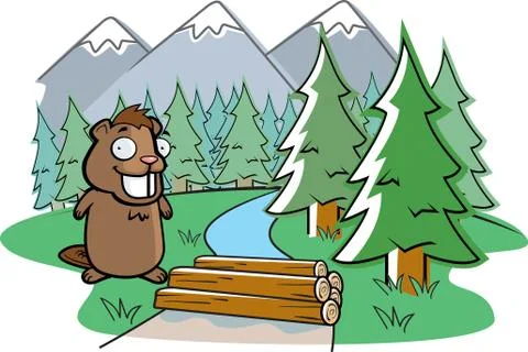 Beaver dam Stock Illustration