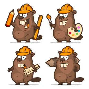 Beaver designer painter engineer builder Ilustración de archivo