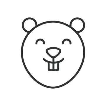 Beaver face, icon in line design. beaver, animal, rodent, mammal, wildlife Stock Illustration