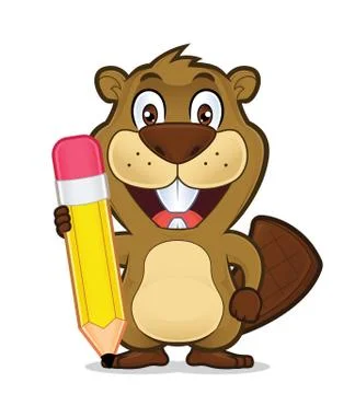 Beaver holding a pencil Stock Illustration