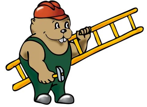 Beaver with ladder Stock-Illustration