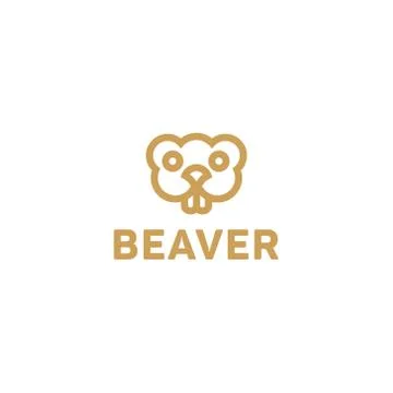 Beaver lines vector an outline monochrome minimalism modern trend monogram Stock Illustration