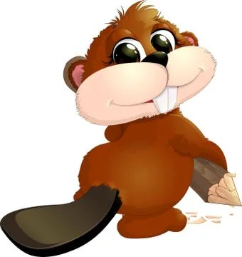 Beaver with log Stock Illustration