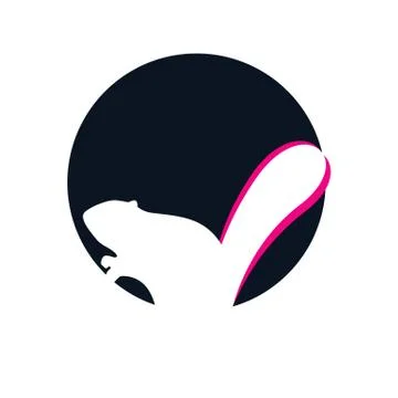 Beaver logo vector graphic design cute animal in negative style symbol sign e Stock Illustration