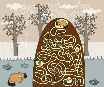 Beaver Maze Game Stock Illustration