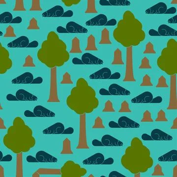 Beaver pattern seamless. Animal background. Baby fabric texture Illustrazione stock