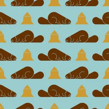 Beaver pattern seamless. Animal background. Baby fabric texture Stock Illustration