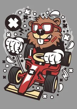 Beaver Racer 2 Stock Illustration