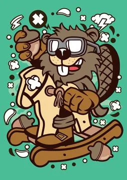 Beaver Rocking Horse.cdr Stock Illustration
