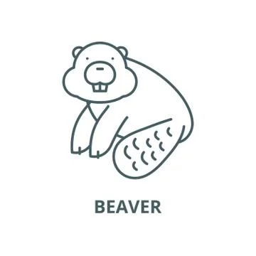 Beaver vector line icon, linear concept, outline sign, symbol Stock Illustration