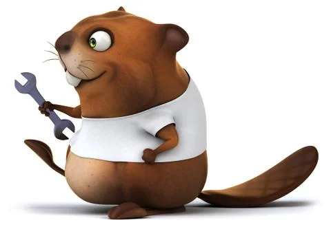 Beaver with a white tshirt Ilustración de archivo