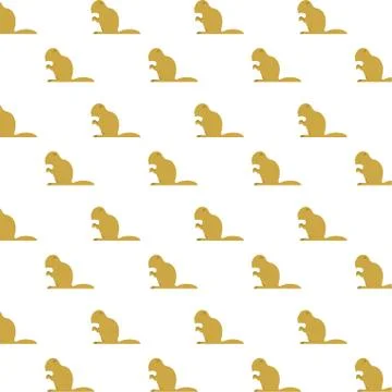 Beavers animals rodents silhouettes pattern Stock Illustration