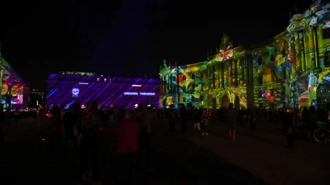 Bebel Platz, Berlin, Germany - September 8, 2021. Festival of Lights. Stock Footage 160433587