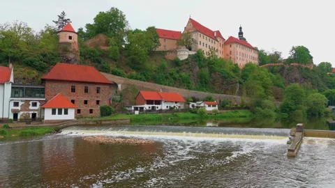 Bechyně Castle and Lužnice River, Czech Republic Stock Footage 318339235