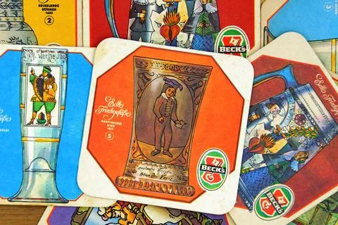 Beck's beer coasters Stock Photos