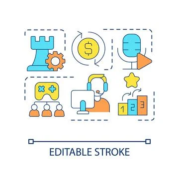 Become game streamer loop concept icon 스톡 일러스트