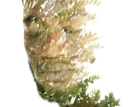 Become one with everything. Double exposure artwork Stock Photos
