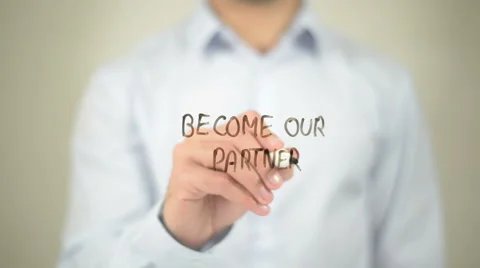 Become Our Partner, writing on transparent screen Stock Footage 62524093
