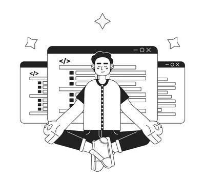 Become programmer expert black and white concept vector spot illustration Stock-Illustration