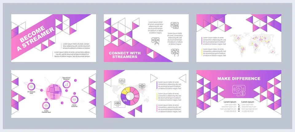 Become streamer presentation templates set Illustrazione stock