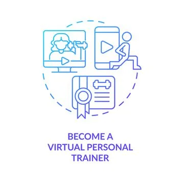 Become virtual personal trainer blue gradient concept icon Stock Illustration