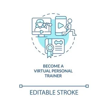 Become virtual personal trainer turquoise concept icon Stock Illustration