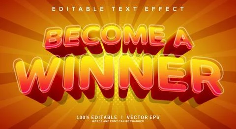 Become a winner vector text effect with modern style design Stock Illustration