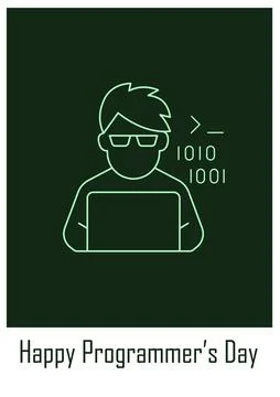 Becoming program developer postcard with linear glyph icon イラスト素材