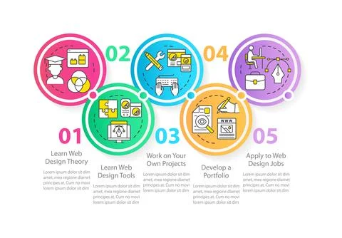 Becoming web designer circle infographic template 스톡 일러스트
