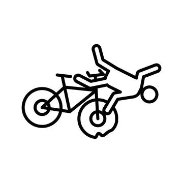 Becycle accident icon linear logo mark in black and white Illustrazione stock