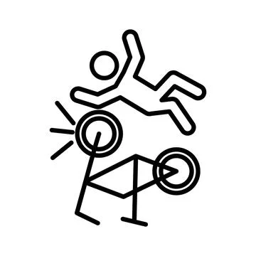 Becycle accident icon linear logo mark in black and white Stock Illustration