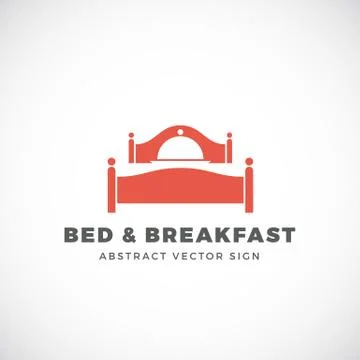 Bed and Breakfast Abstract Vector Sign. Dish Cover Negative Space Symbol Stock Illustration