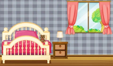A bed and side table Stock Illustration
